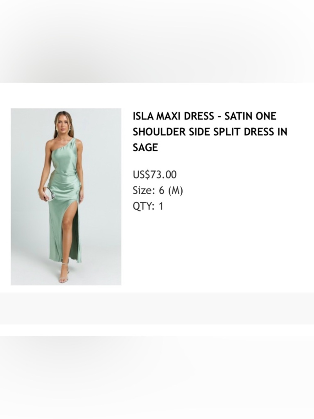 Isla Satin One-Shoulder Maxi Dress - Sage